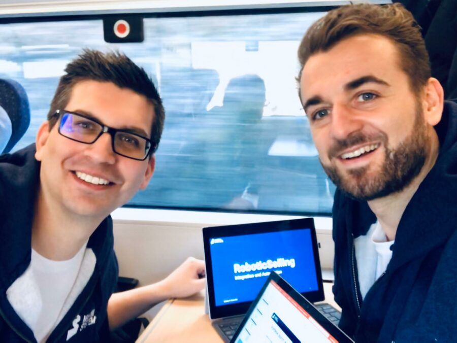 Andreas and Anton on their way to the CRM Forum in a train
